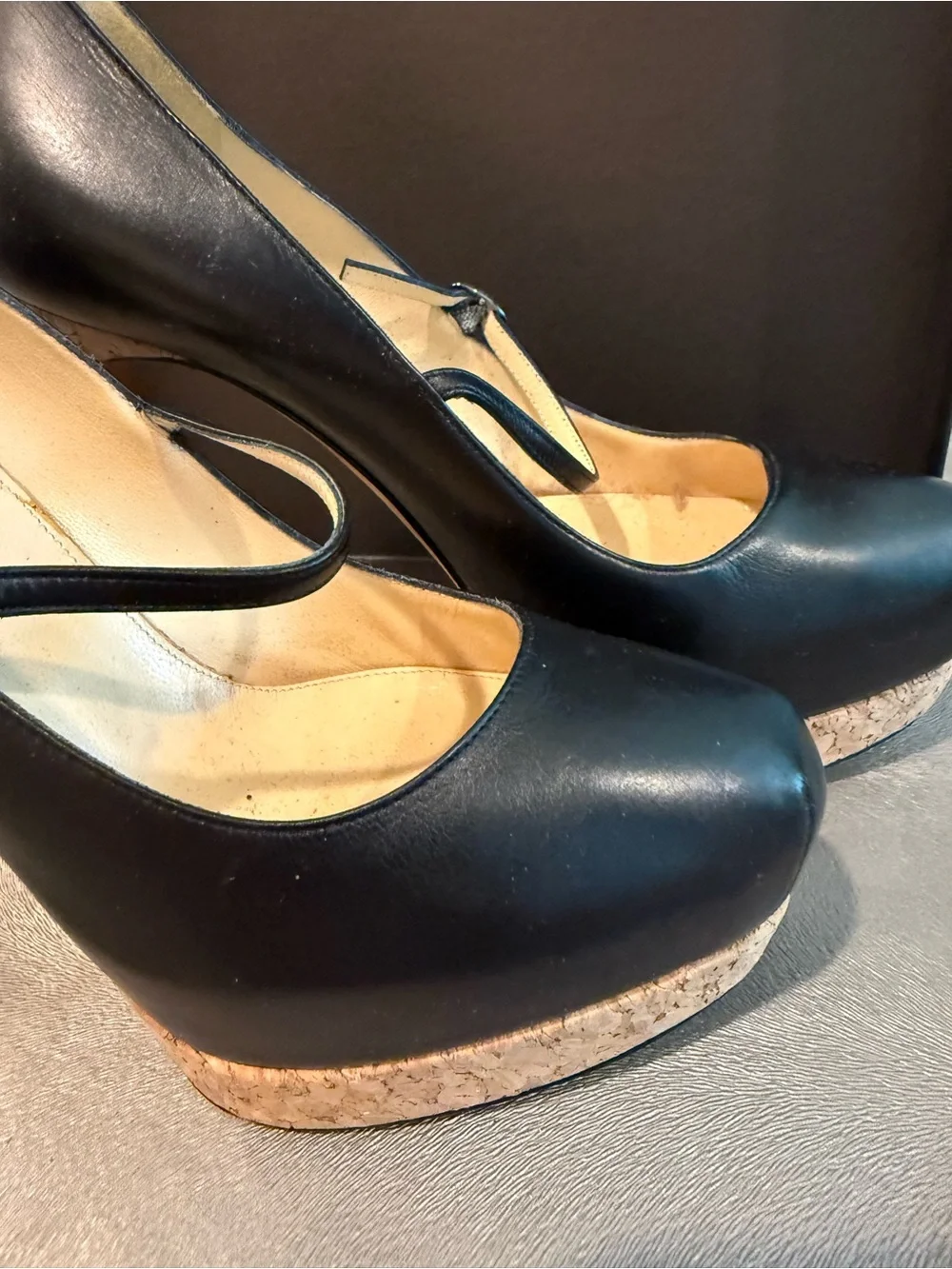 Alexandre Birman Black Leather Mary Jane Platform Pumps. Size 36.5